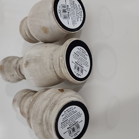 World Market Whitewash And Gold Bottle Taper Candle Holders NWT - Picture 2 of 7